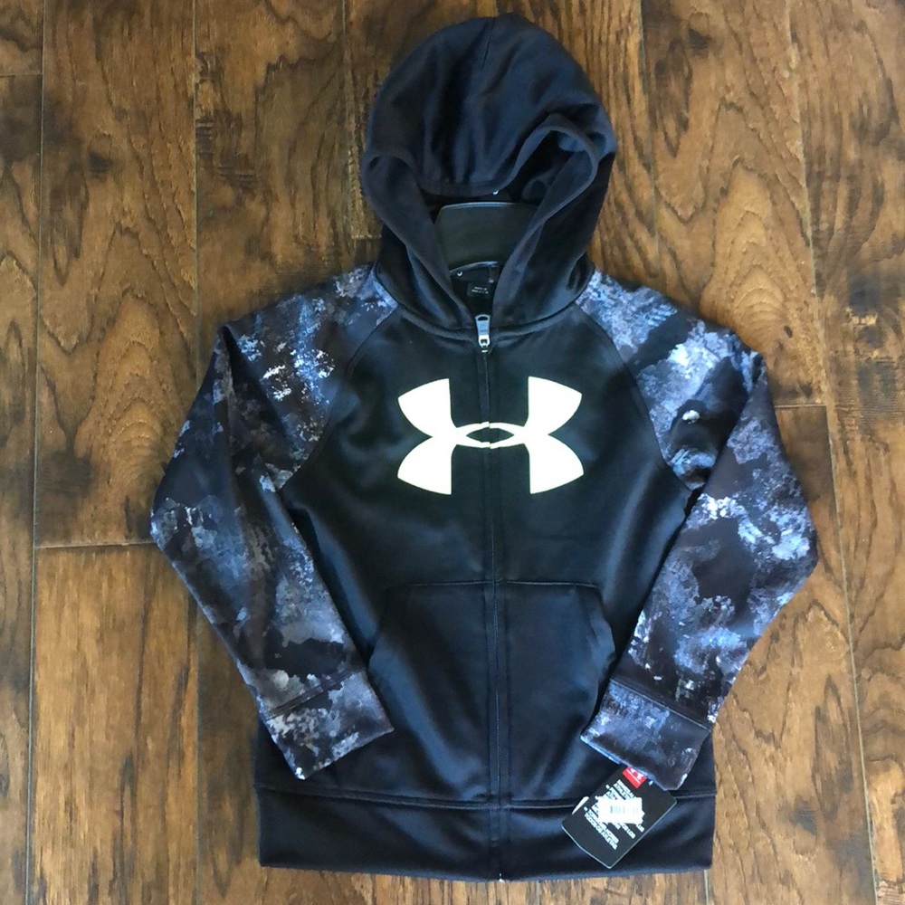 NWT!! 2T. UA Big Logo camo sleeves print hoodie - Picture 2 of 5